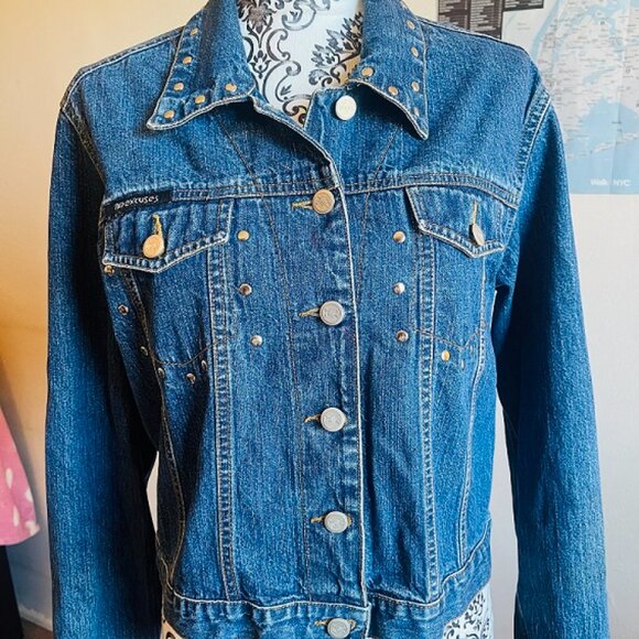 vintage 90s Y2K No Excuses metal studded denim jacket size youth Large - Picture 6 of 7